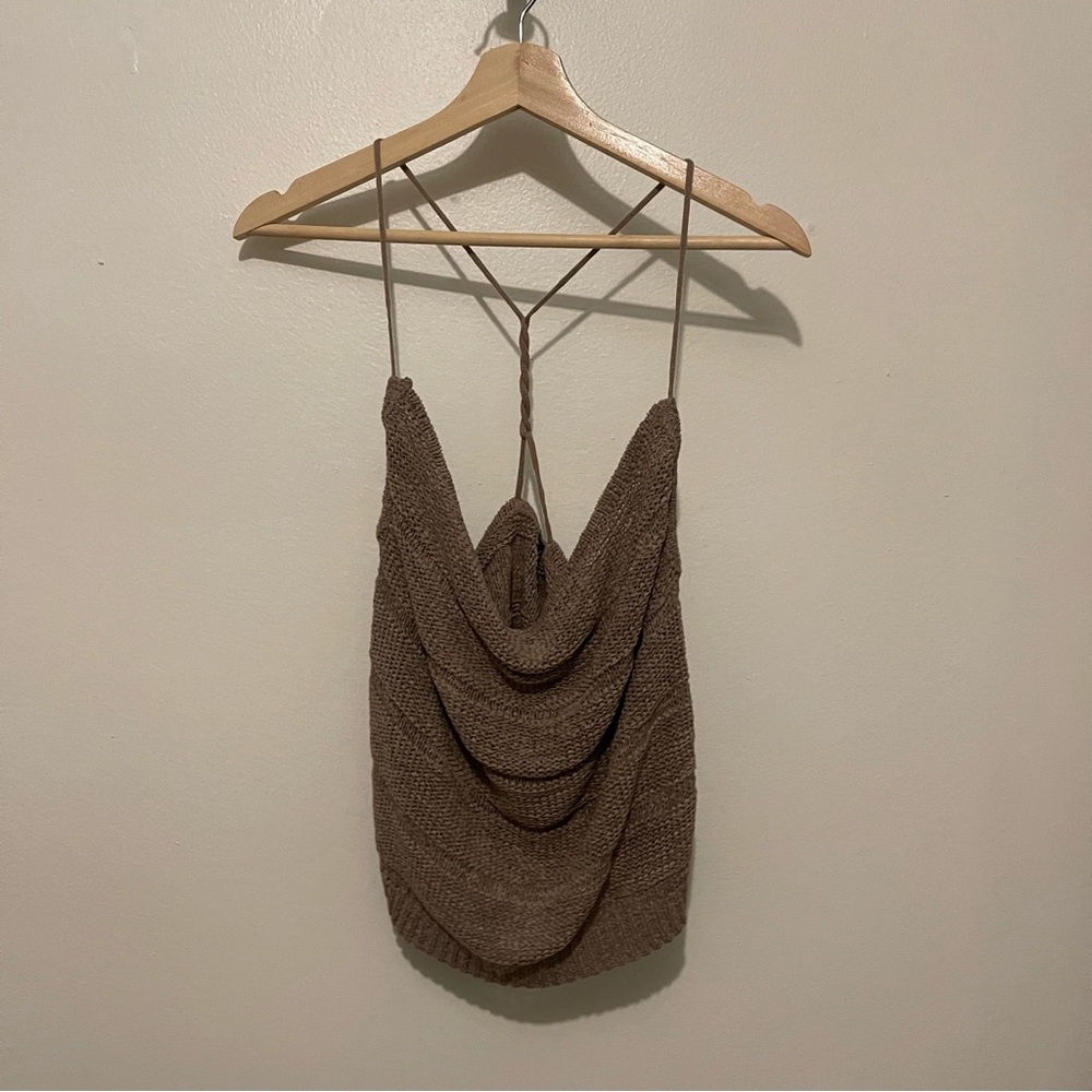 Knit tank top with droop back